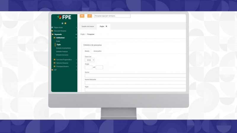 Nova interface do Projeto FPE2 &ndash; Tabelas
